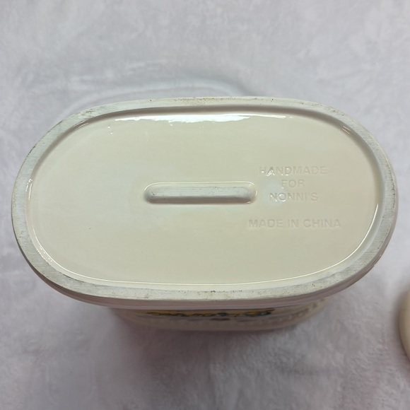 Biscotti Ceramic Cookie Jar Handmade for Nonni’s Floral Painted Ceramic w/Lid - Picture 6 of 15